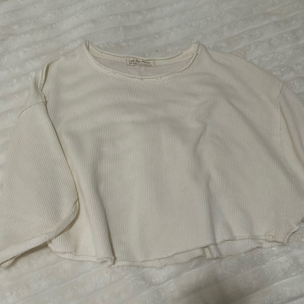 cream free people waffle shirt